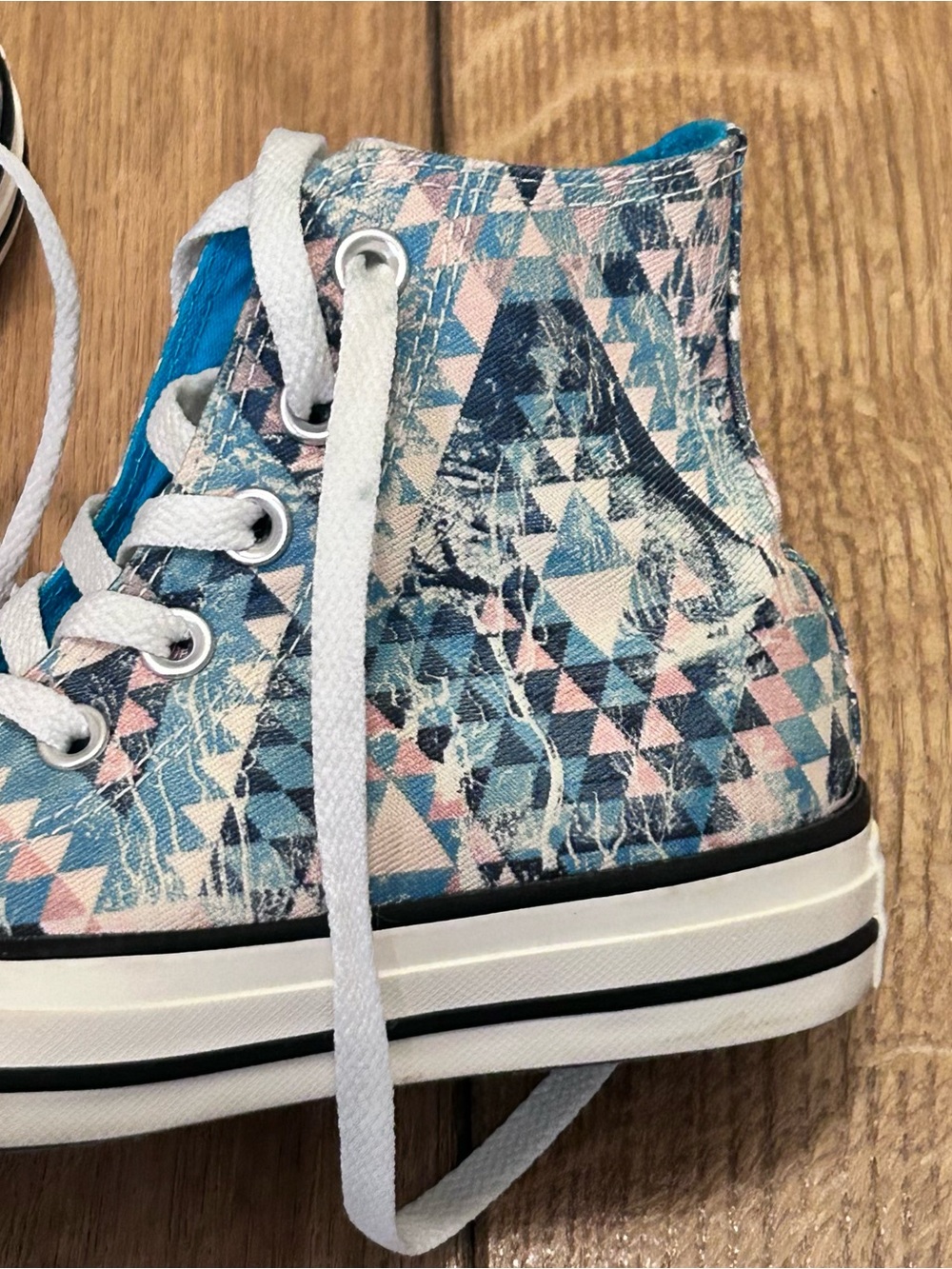 Converse Chuck Taylor High Top Sneakers  Geometric Faded Cream Teal Pink W Sz 5 - Picture 11 of 16